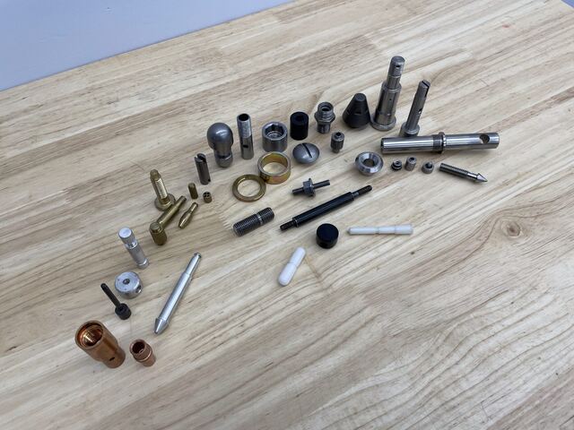 Small-diameter precision turned parts machined at RG Manufacturing